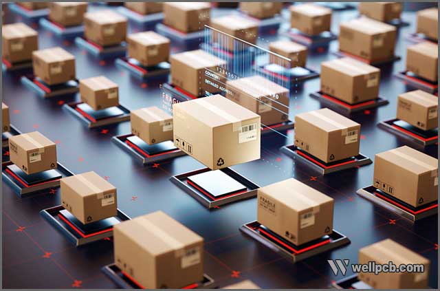 Parcel transportation in high-tech setting, online shopping, concept of automatic logistics management.jpg