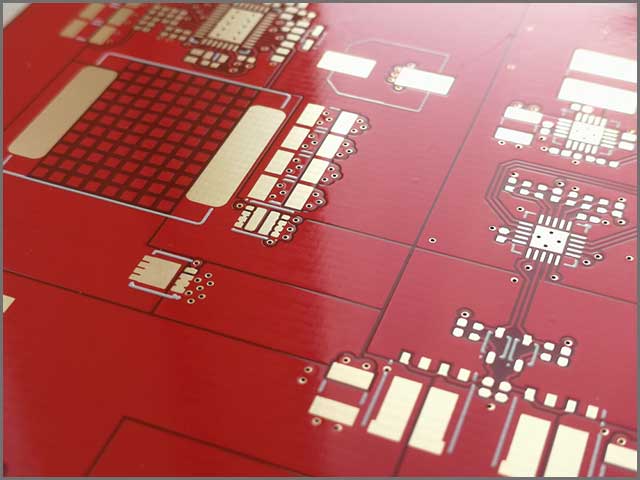 PCB with red solder mask.jpg