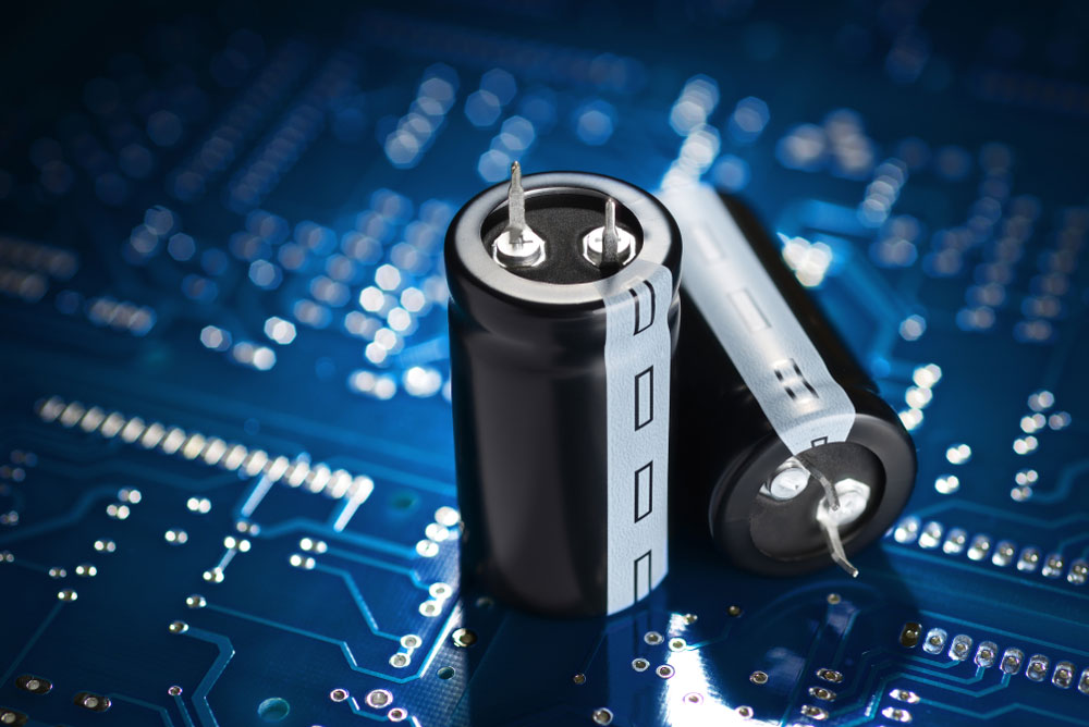 A capacitor stores the energy