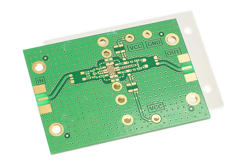 RF amplifier PCB isolated on a white background