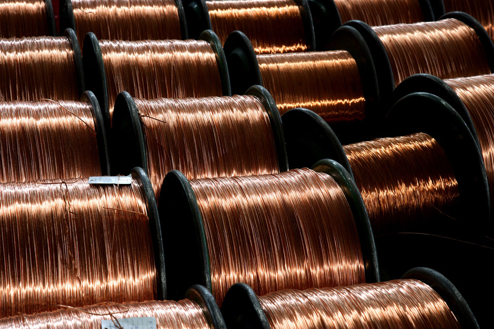 Rolls of coiled copper wire