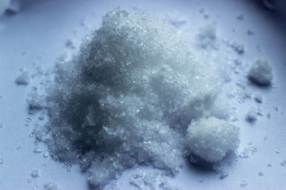 Close-up view of sulfate crystals
