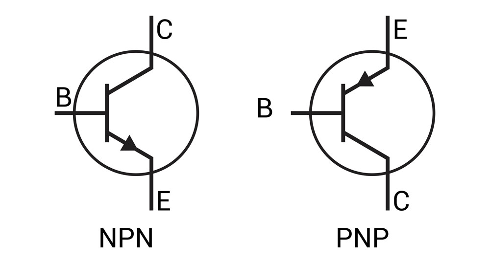 NPN and PNP transistor symbol