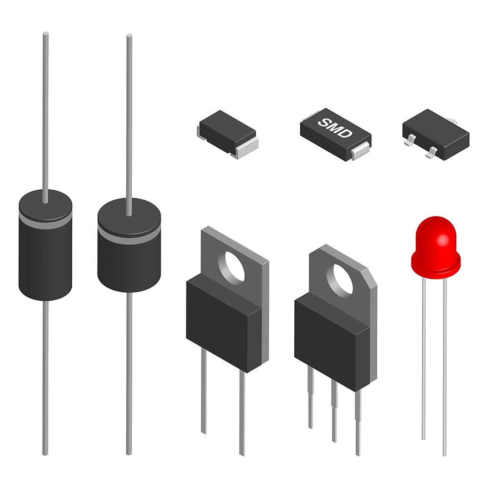 diodes types as electrical components. 