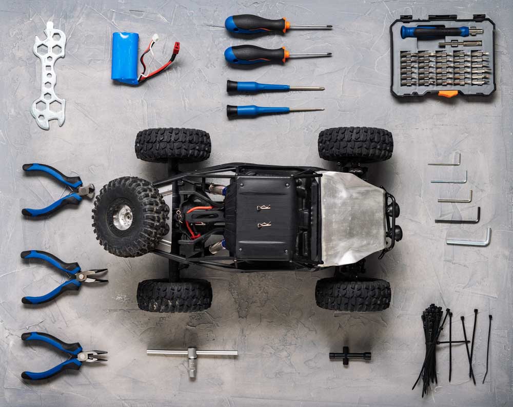 RC car with batteries