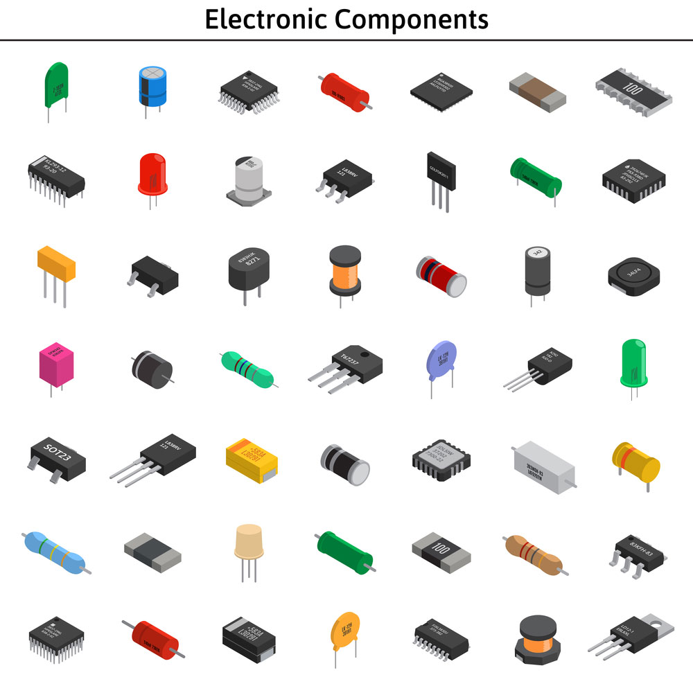 various unlabeled isometric electronic components