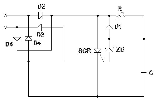 An SCR light dimmer circuit diagram. Source: Cadmium/Wiki media commons