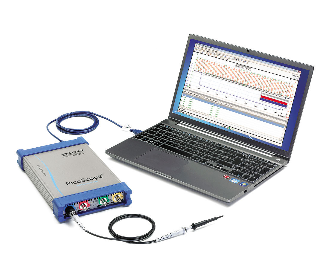 A PicoScope 6000 connecting to a laptop