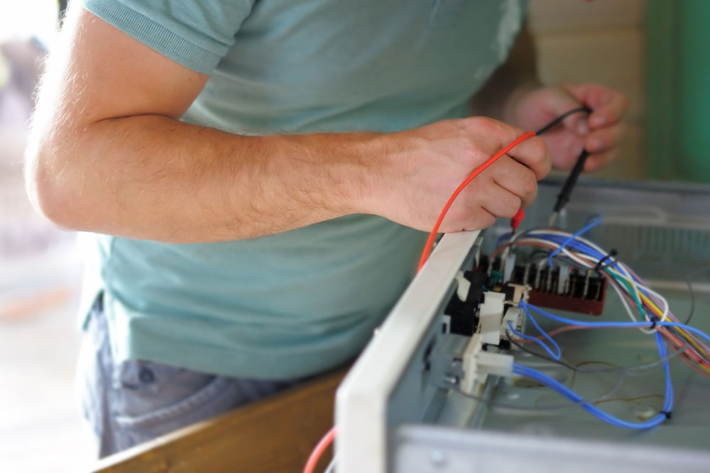 A Technician connecting a circuit