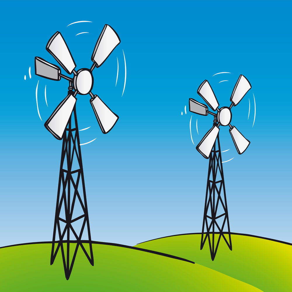 Windmill Power Diagram：a vertical axis wind turbine
