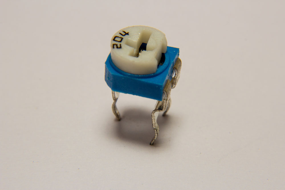 A screwing potentiometer used for electronics calibration
