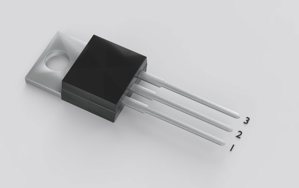 NPN transistor BC547 Pin configuration with 1- collector, 2- base, 3- emitter