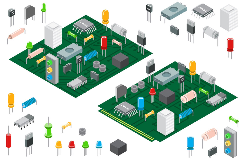 The different types of thyristors arranged on a circuit board