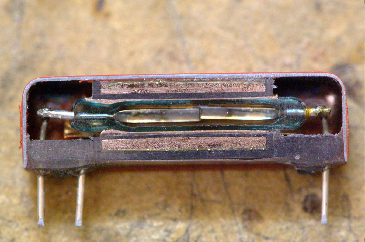 Cross section of a reed relay