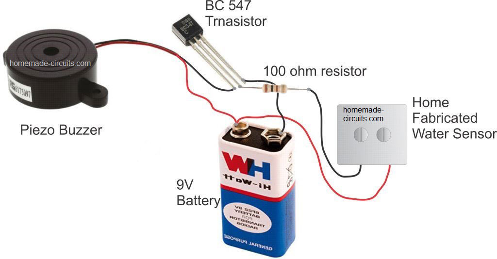 simple rain sensor alarm circuit