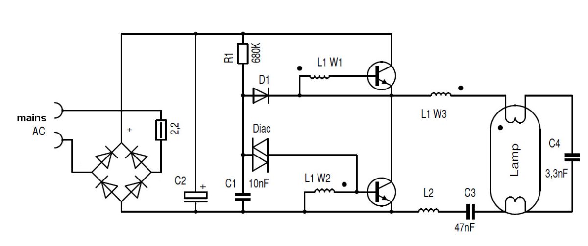 (an image of a current resonance inverter for a Fluorescent Lamp: simplified circuit) 