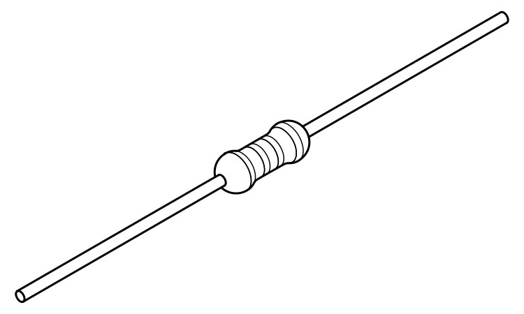Resistor with connecting leads.