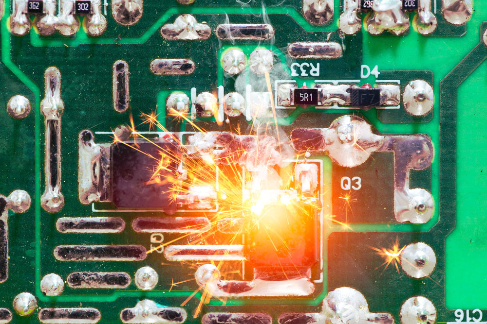 PCB suffering burns from a short circuit