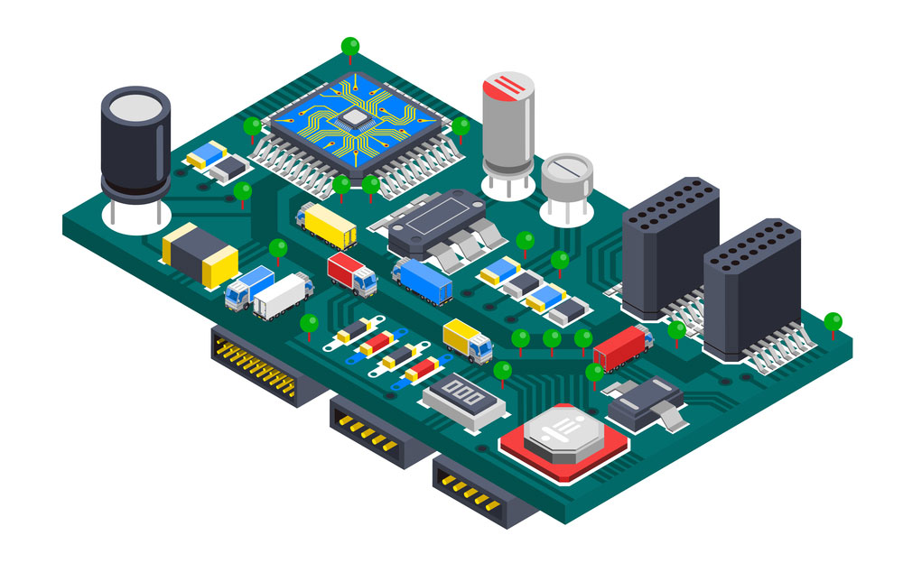 UC3844--an isometric concept of a circuit board