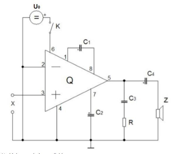 a 2D diagram of the LM386 IC