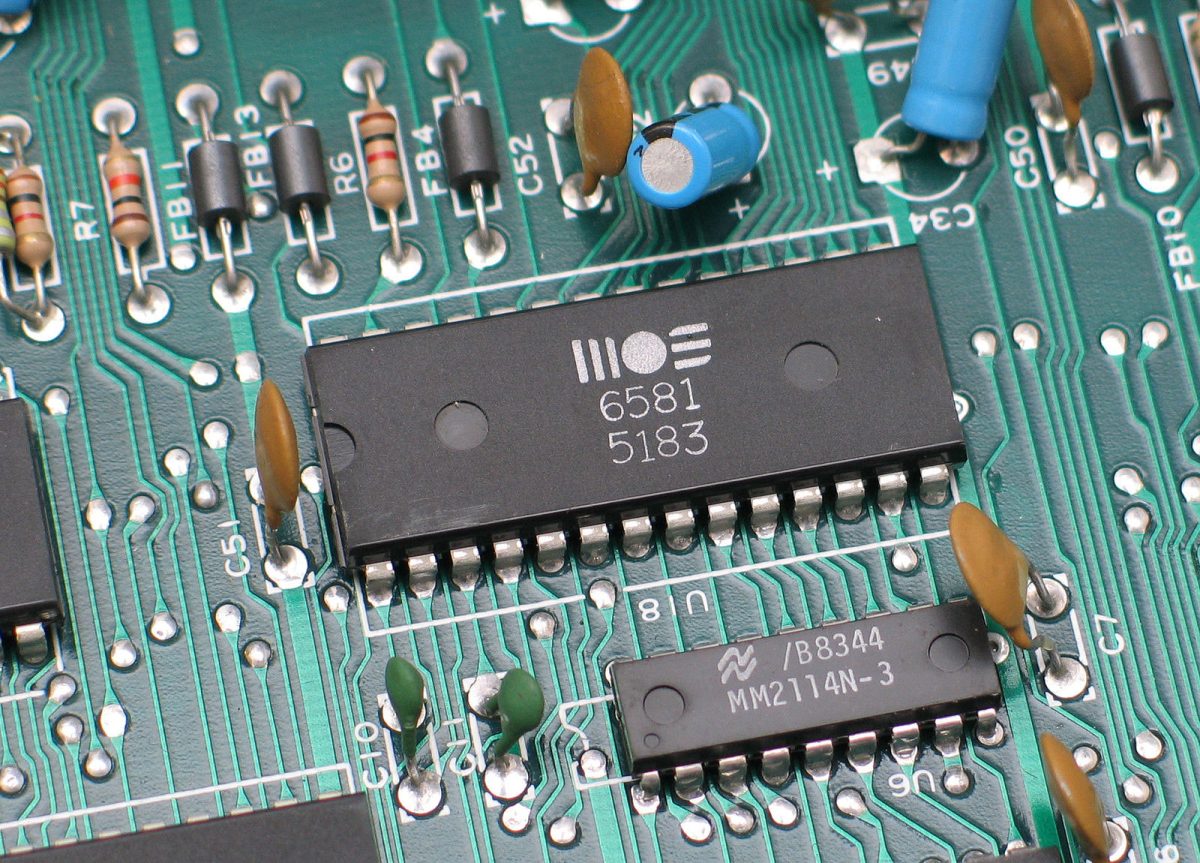 Several through-hole components on a circuit board