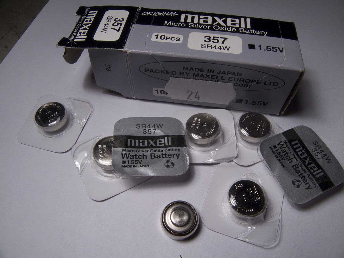 A collection of silver-oxide batteries from Maxell