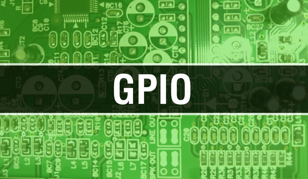 GPIO with Electronic components on integrated circuit board Background