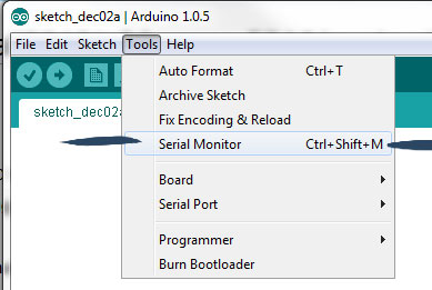 Calling serial monitor from the Tools menu