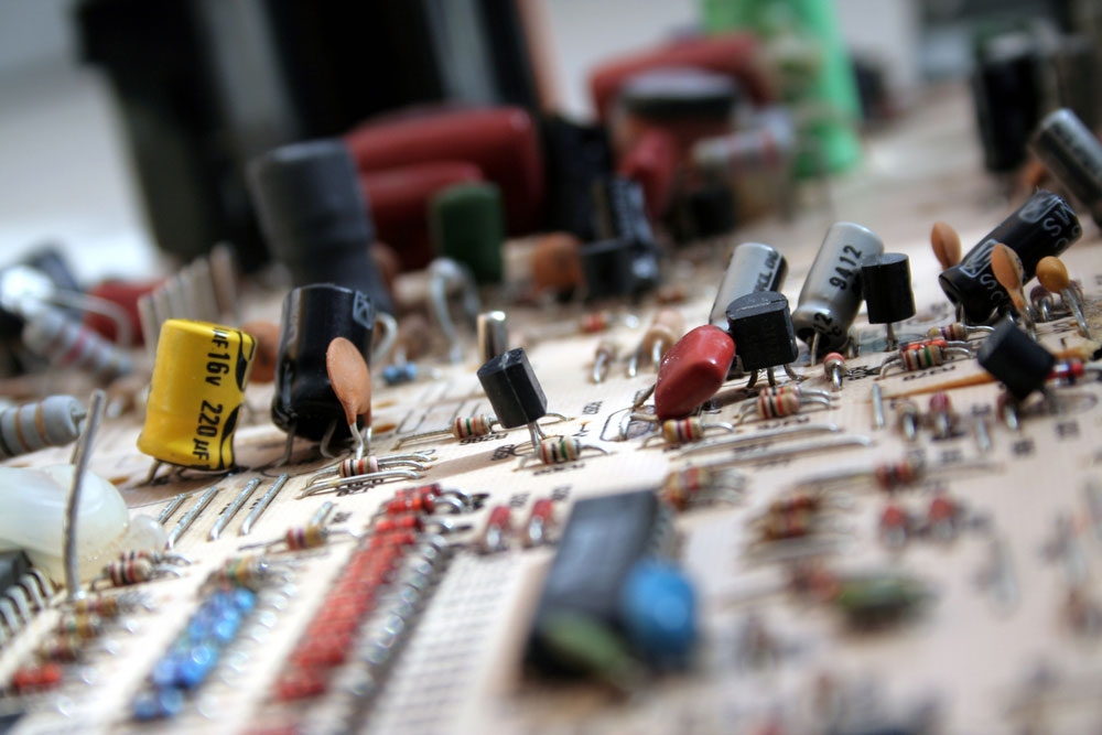 Close-up view of electronic circuit