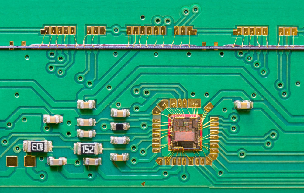 A PCB with a few components
