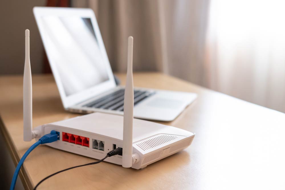Wifi router with an ethernet cable