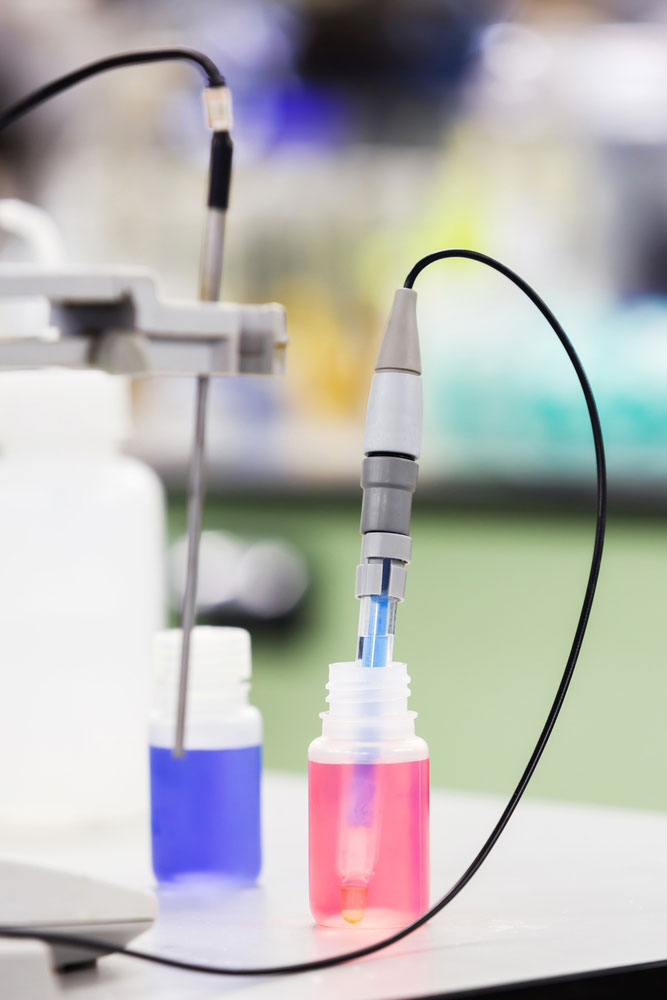Types of pH sensors:  Measuring the pH of a liquid in a laboratory.