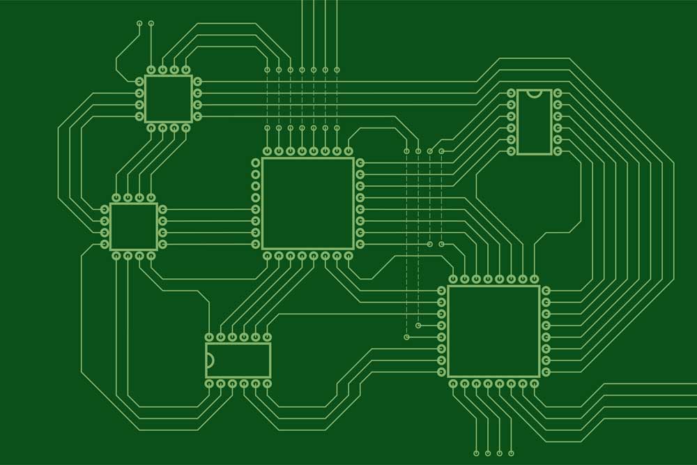 PCB scheme with traces