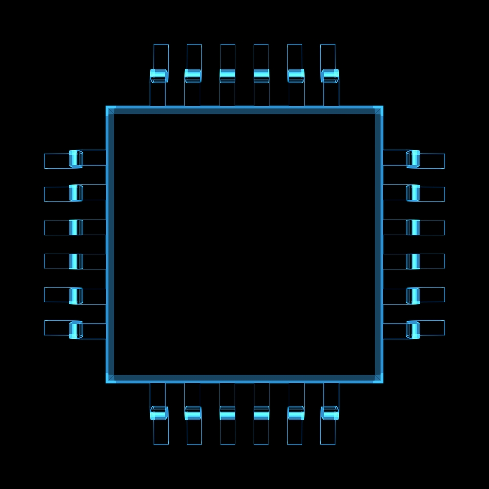 QFP-24 Chip 3D X-Ray Blue Transparent