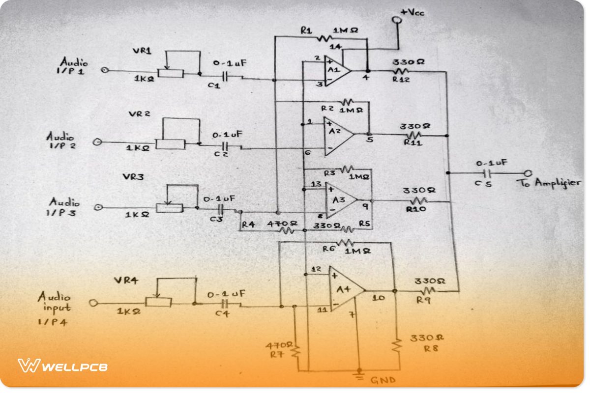 Stereo Audio Mixer Circuit