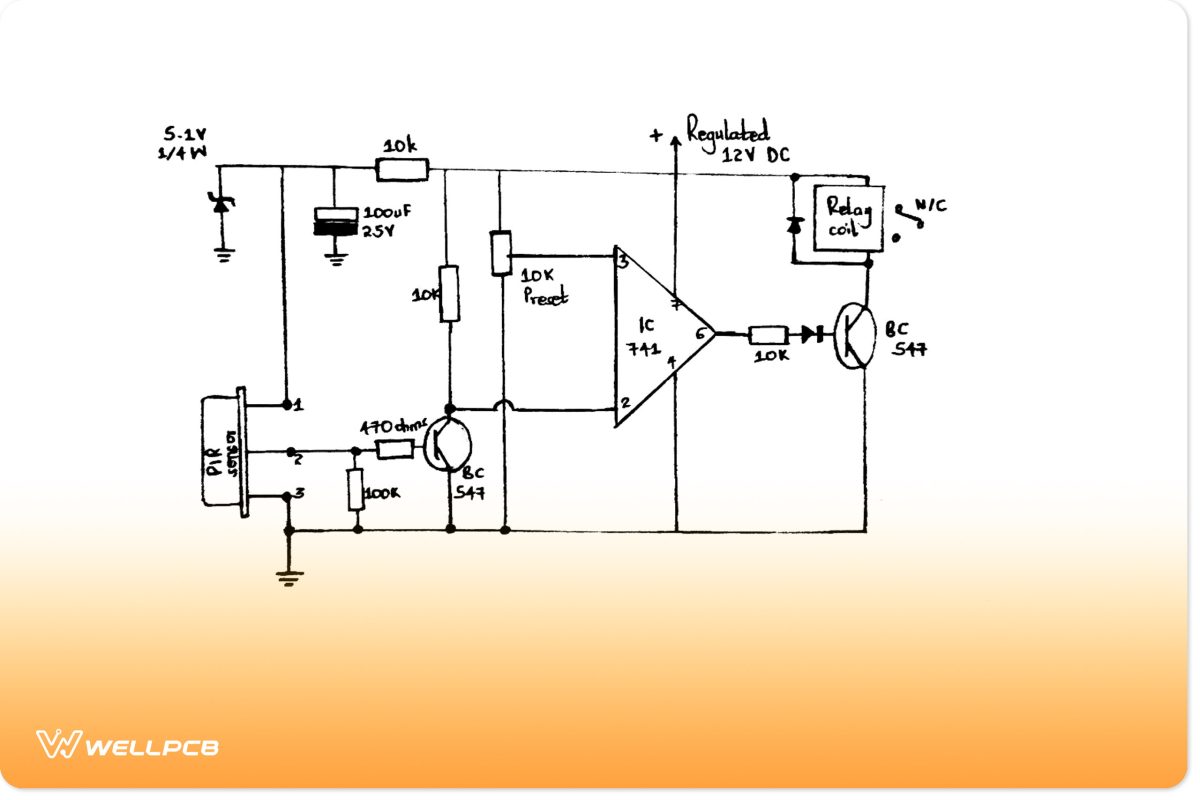 Motion Sensor Circuit | PIR Sensor PCB | Electronic Detector